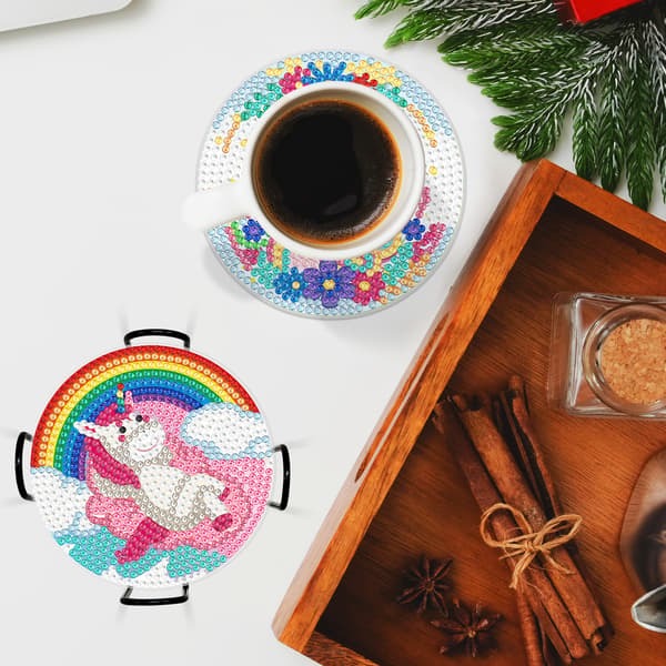 #Enhjørning Diamantmaling DIY Coasters#