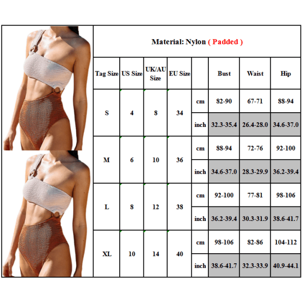 Baddräkt i ett stycke med hög midja - Elastisk lim Bikini för kvinnor S