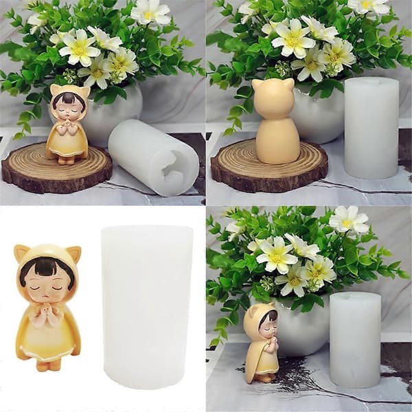 Silikonform DIY 3D Engel Baby Stearinlysform Stearinlysformer Velsignelsesjenteform