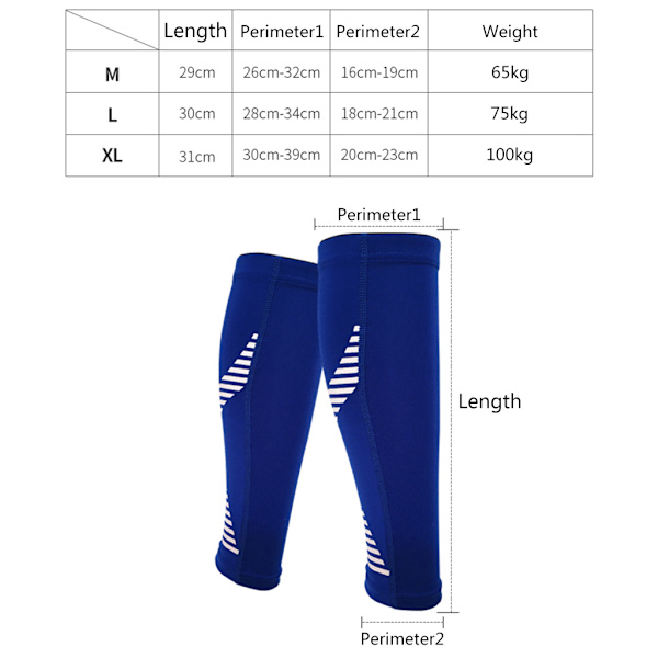 Sport Kompression Vad ärmar Benstrumpa för unisex löpare Shin Splint Varicose Blue XL