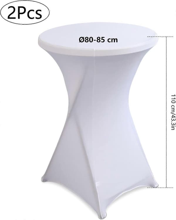 Stretchbordsduk 2 delar Tvättbar Polyester Bordsduk Rund Bordsduk Cocktailbordsskydd 80x110 cm Stretchpolyester för Bar Bröllop Cocktail
