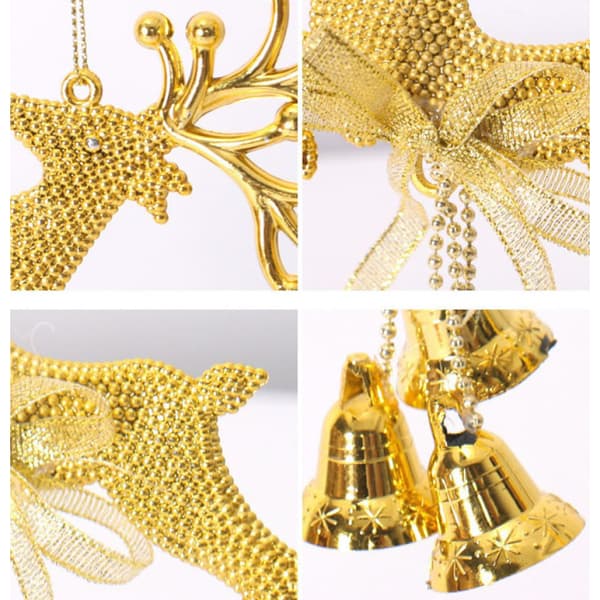 5 st julgransprydnader renfigur med klirrklocka Golden