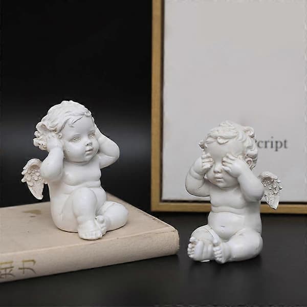 Sæt med 3 keruber engle harpiks havestatue figur, indendørs udendørs
