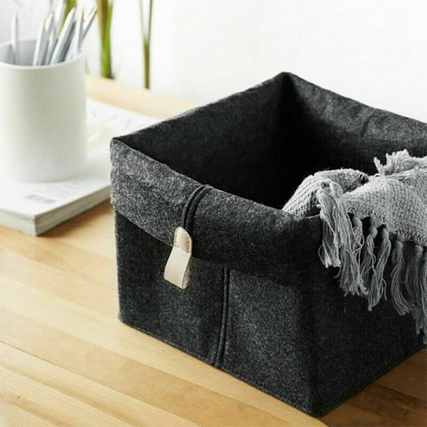 Filt Förvaringskorg Garderob Leksaksboklåda Organizer Light Grey One Size