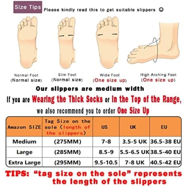 Damtofflor Memory Foam Fluffig Mjuk Varm Slip On House Tofflor, Anti-sladd Mysig plysch för inomhus utomhus (Storlek: Stor)