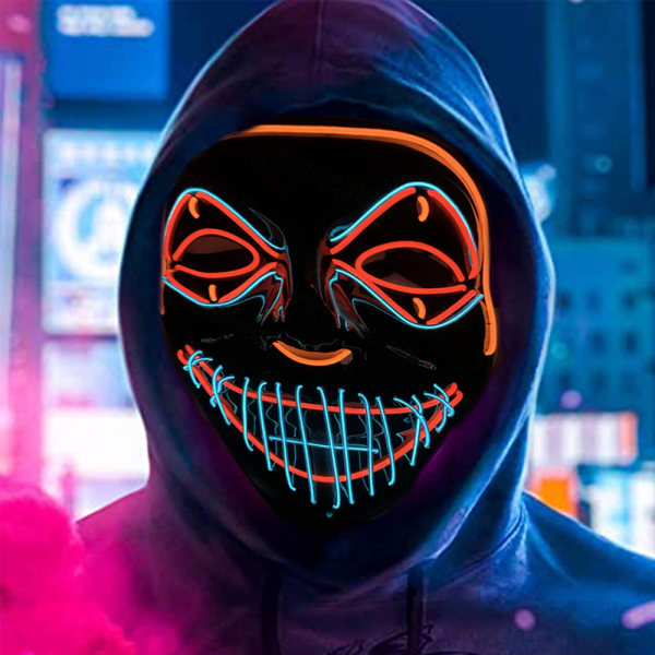 Color Led - Music Speed ​​Led Mask - Halloween Led Mask - Led Royal blue+orange+red