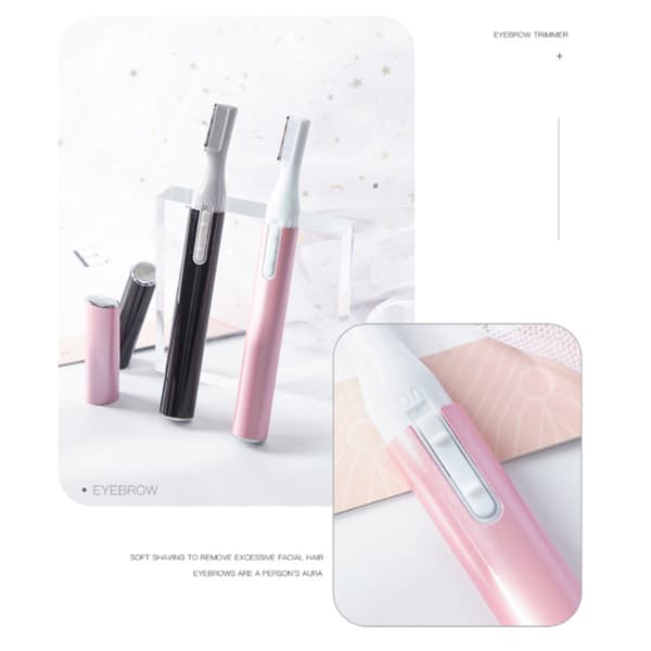 Mini Roterbar Lady Shaver Elektrisk ansiktstrimmer Ögonbryn Pink