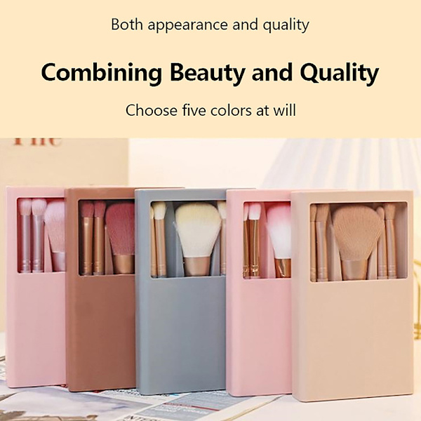 5 stk./sæt Makeupbørste med makeupspejl Ansigts skønhedsværktøjer Light pink