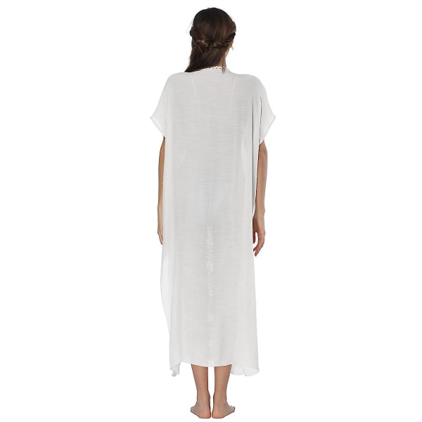 Kvinnors bohemisk klänning Badkläder Cover Up lång klänning white
