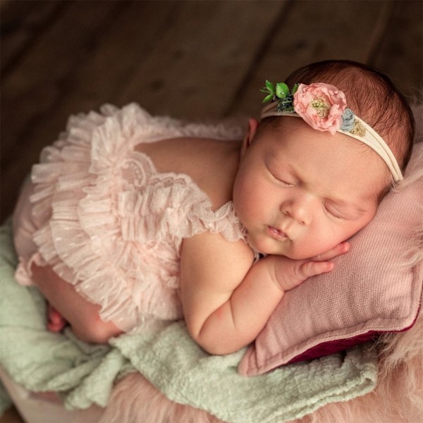 Vauvan vastasyntyneen valokuvarekvisiitta Tyttö Pitsi Prinsessa Mekko Asu Haalari Valokuva Vaatteet Tarvikkeet Baby Shower Lahja -