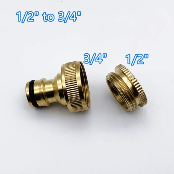 Vattenrörskran i mässing 1/2" till 3/4" Standardbeslag för tvättmaskin Nippel Biltvätt Vattenpistolkopplingar
