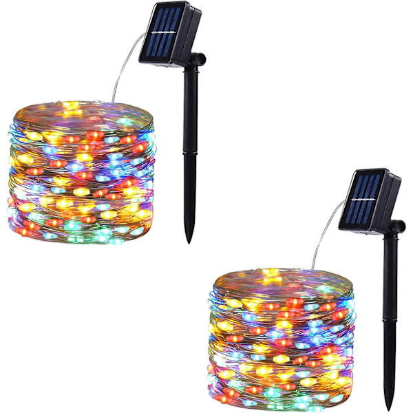 2 Pack 100 Led Solar Powered String Lights, Outdoor Waterproof Co