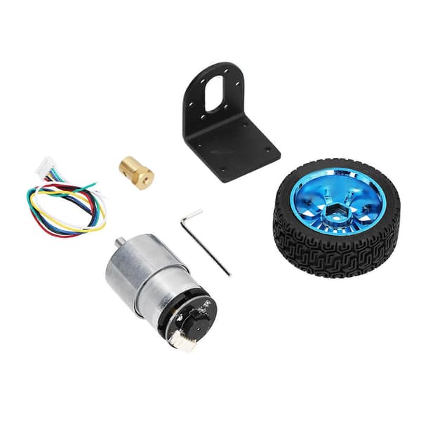 Encoder Motorsæt CW CCW Aksel DC Gearmotorer med Beslag Hjul til Balancebil DC12V60RPM