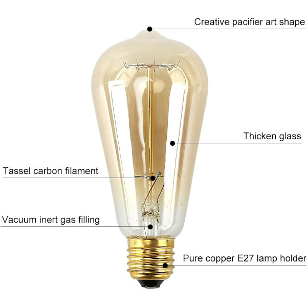 E27 Retro glödlampor, Edison Antique Bulb Varmvit