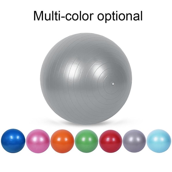 Extra tjock yogaboll träningsboll, för balans, stabilitet, graviditetssnabbpump medföljer 55cm silver grey