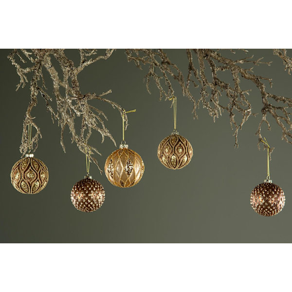 A Lot Decoration - Julgranspynt Glaskula Gloria Koppar 8cm 4-pac gold