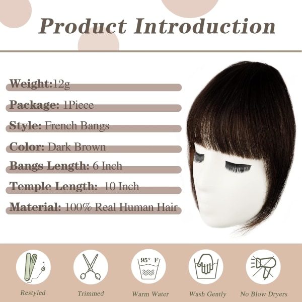 Clip In Bangs for Women 100% Human Hair Extensions French