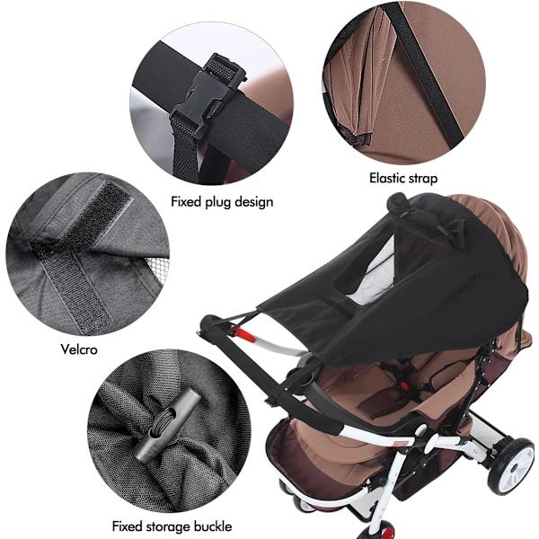 UV 50+ Protected Stroller Shade Segel: Universal dammtät, vindpr