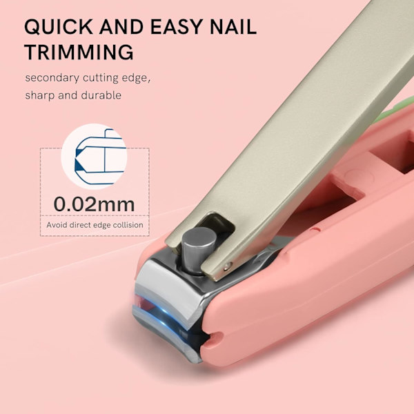 5 i 1 nagelklippare med fångst, multifunktionell stänksäker nagelklippare med telefonhållare, set med rosa case
