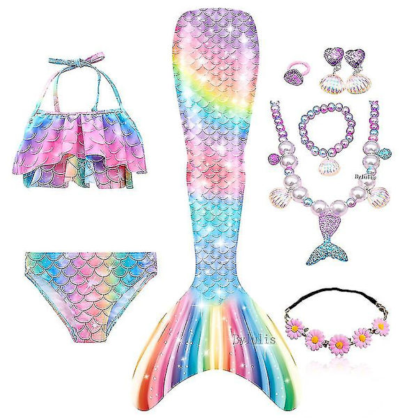 Fantasy Barn Sjöjungfru Svansar Simning Fest Kostymer Halloween Little Mermaid Flickor Baddräkt Bikini Set Baddräkt