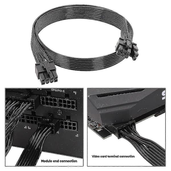 8-pin til 8-pin (6+2) PCIe strømkabel 18AWG for grafikkort - 50cm-God