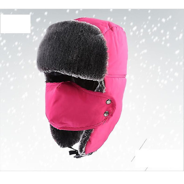 Unisex Vinteröron Flik Trapper Bomber Hatt Håller sig varm medan du åker skridskor skidor eller andra utomhusaktiviteter Rose red