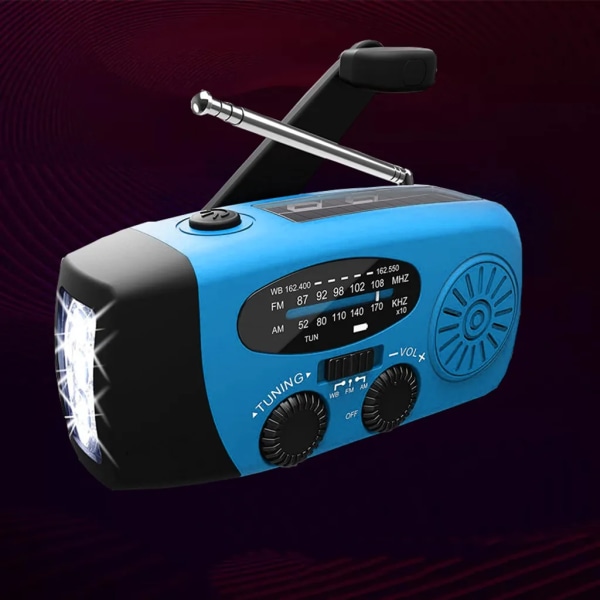 Emergency Solar Håndsveiv 1200mAh AM FM NOAA Værradio LED-lys USB-lader utendørs