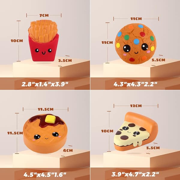 Squishies Anti-Stress Leker Pommes Frites Kake Kjeks Pizza Gadgets Serie