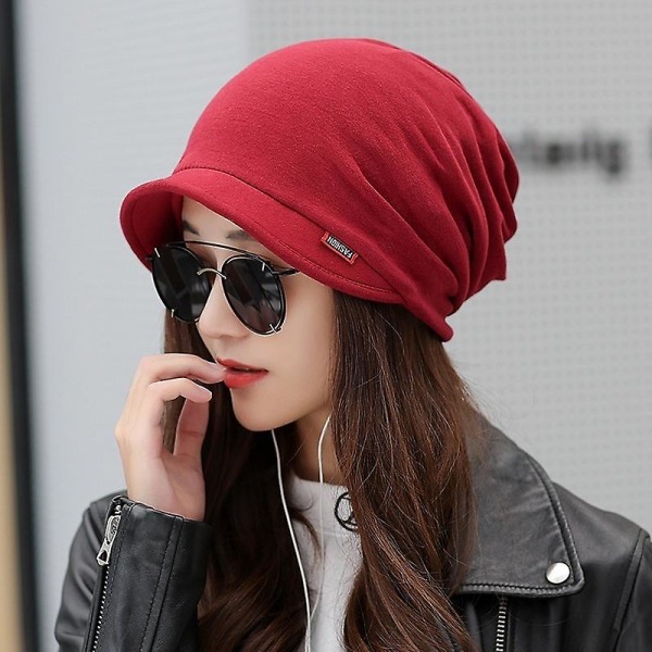 4 farger Damemote Skjerf&hatt med dobbel bruk Skjerflue Ny ensfarget Holde varm Peak Cap Casual Tide Høst Vinter Åkerfräkne Caps Varme og tykke Red