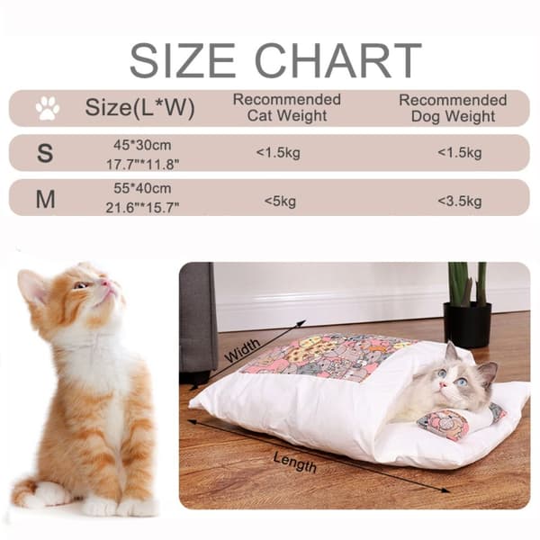 Japansk katt Hundsäng Kattsovsäck ROSA S