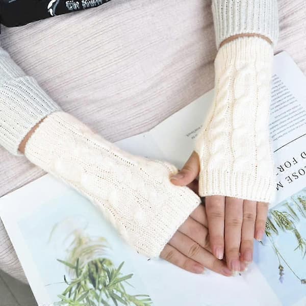 1 Par Acsergery Fingerløse Hansker Varme Armhansker Vinter Strikkede Heklehansker Gave