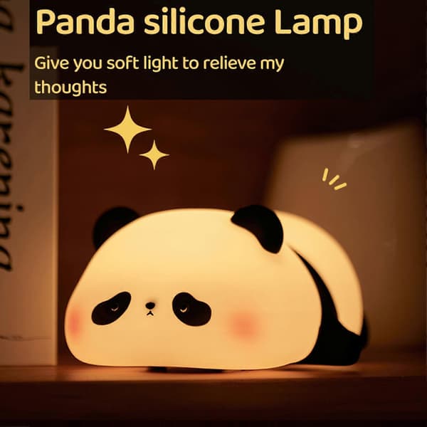 Søt Panda Nattlys Nyhet Dyre Nattbordslampe med Timer Berøringskontroll Dimbar Silikon Dekorativ Lampe