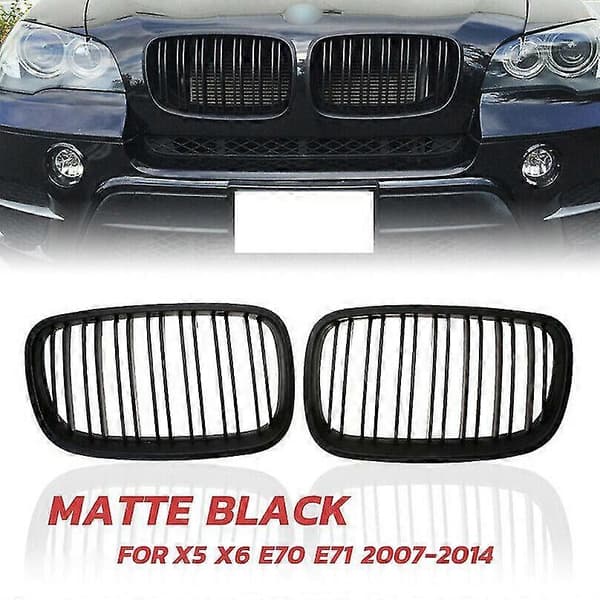 Musta etupuskurin kaksoisrimainen etumaski X5 X6 E70 E71 2007-2014