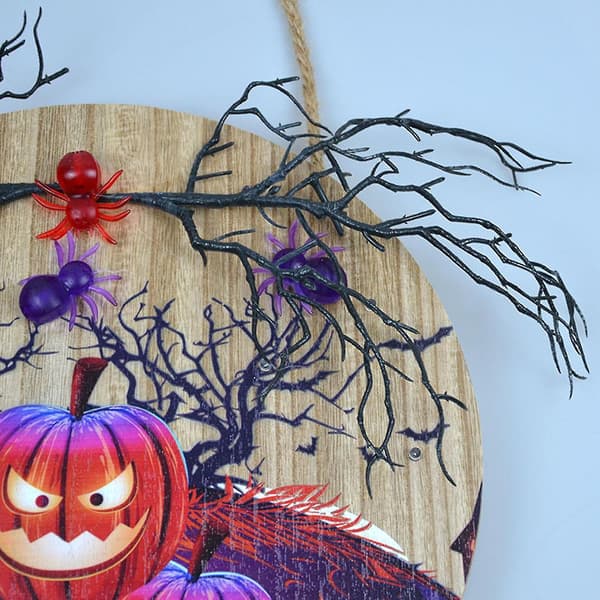 Hängande träskylt trädgård ytterdörr Halloween dekor