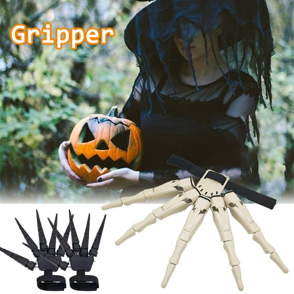 Leddede fingerforlængelser Halloween Gear 3D Fleksibel rekvisit Black left hand