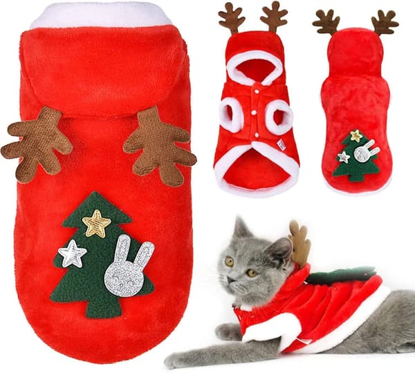 Katt Hund Juldrakt Polyester Elg Juldrakt for Kjæledyr
