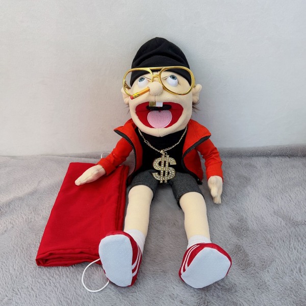 Handdockor i lager, roliga plyschleksaker för pojkar, tygdockor, jeffy fingerdocka Jeff hand puppet
