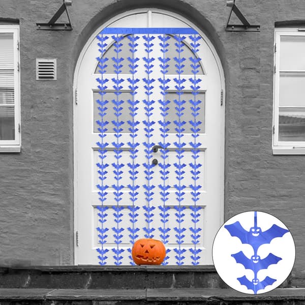 Halloween Gardiner Fladdermus, Folie Fransdörr Gardiner, Dörr blue