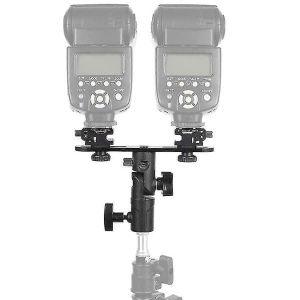 Dubbelt blixtfäste 2-blixtskofäste Speedlight Stativ Paraplyhållare Blixt Filllight Fäste för DSLR-kamera