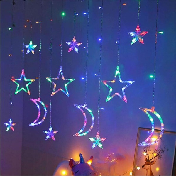 LED ljusridå för fönster - Fairy Lights - Julbelysning - LED Fairy Lights - Star Curtain - LED Fairy Lights (Varmvit)