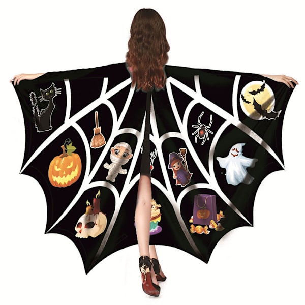 Halloween Cosplay Flagermusvinger Edderkoppespind Kappe 1# Uniform code