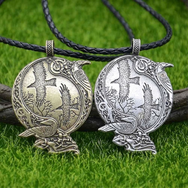 Odin Raven Amulett Kråk Talisman Wicca Fågelsmycken Viking Halsband Alla hjärtans dag present Style 3 Bronze