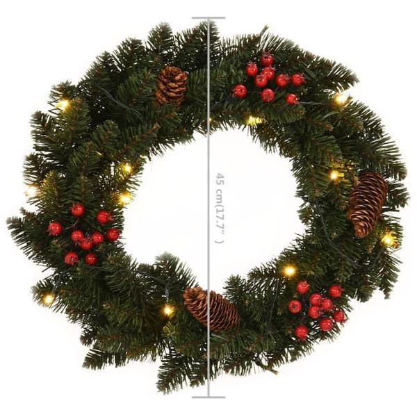 Julkransar 2 st med Dekoration Grön 45 cm vidaXL