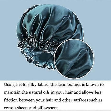 Satin Bonnet Silke Bonnet Hår Bonnet Til Sovning Satin Bonnet Til Hår Bonnets Til Kvinder Silke Bonnet Til Naturligt Hår teal 38cm
