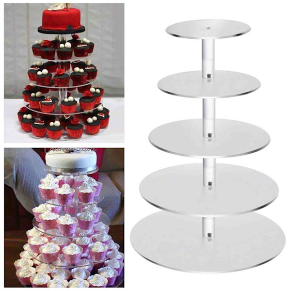 3/4/5/6 Tier Cake Stand Transparent Glas Display Brick Rack Dekorverktyg
