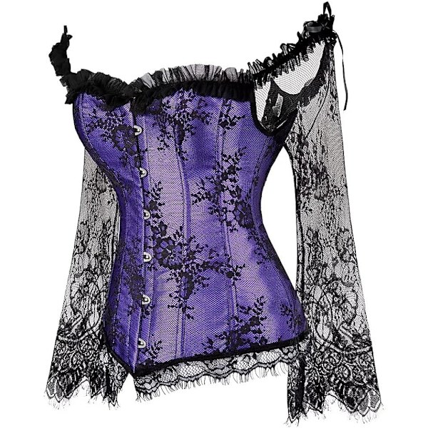 Korsetit naisille Overbust Bustier Top Gothic Sexy Shoulder Pueple 4XL