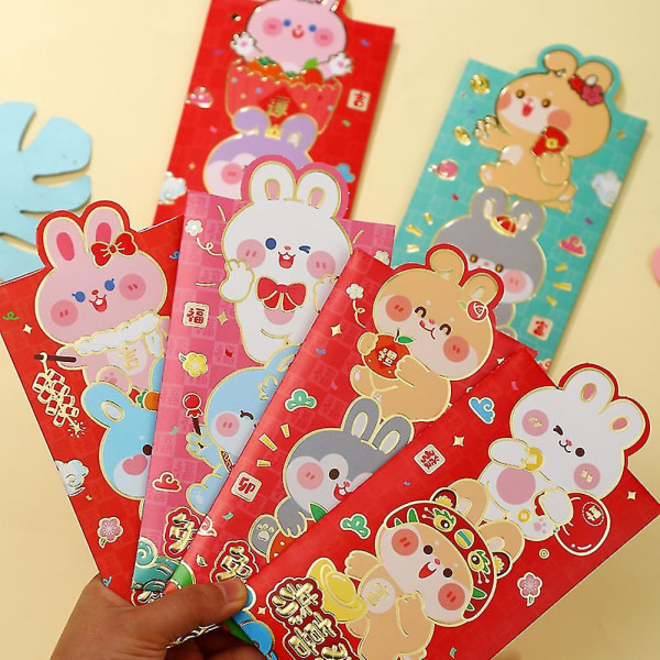 Year Of The Rabbits Red Packet 2023 Kinesiskt nyår Röda kuvert Söt tecknad 3d Luckies Money F