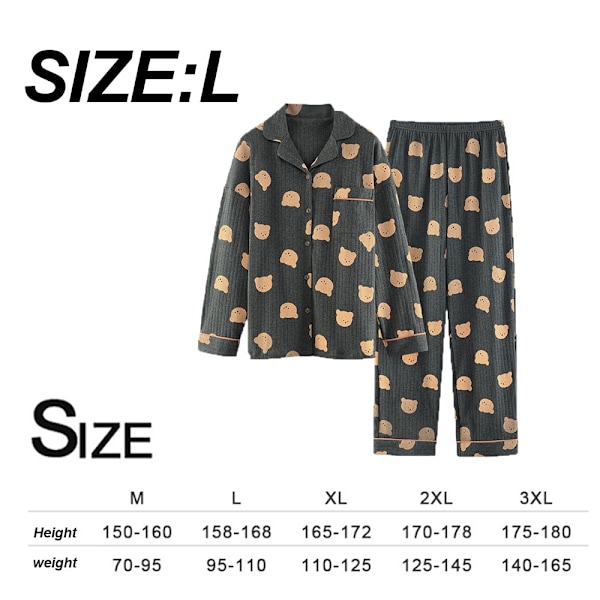 Sovkläder Pyjamas Dam vår och höst bomull långärmad tunn L