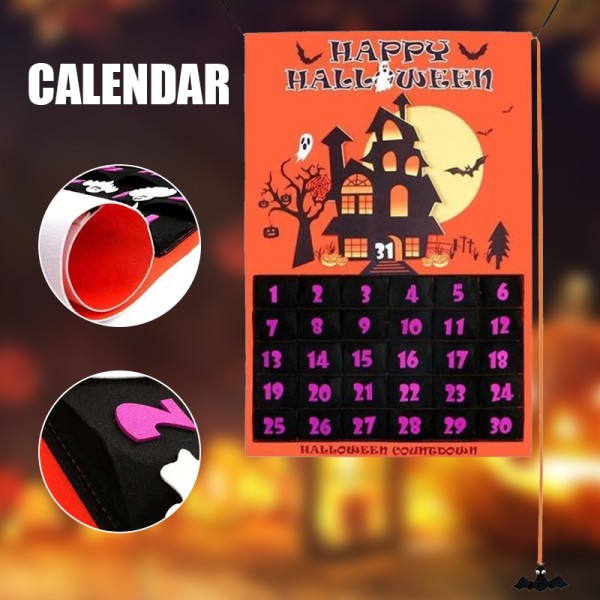 Halloween dventskalender vtagbar Skräckfilt Hängkalender för hem Vardagsrum Sovrumsdekoration A