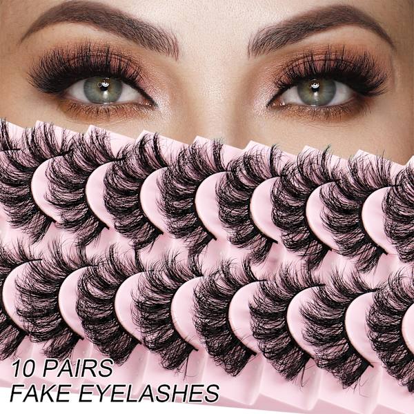 10 Par Mink Ögonfransar 3D Mink Fransar Tjocka Handgjorda Helremsa Fransar Grymhetsfria Mink Fransar Lösögonfransar Makeup C